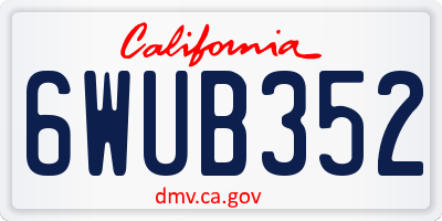 CA license plate 6WUB352