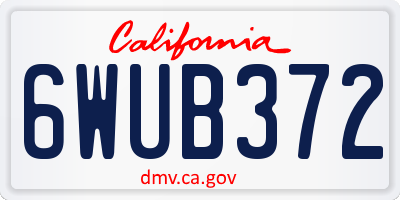 CA license plate 6WUB372