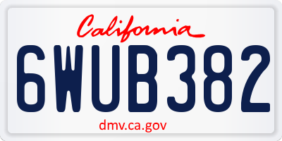 CA license plate 6WUB382