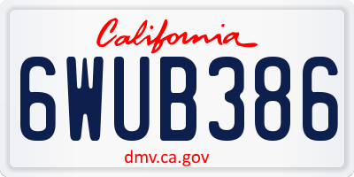 CA license plate 6WUB386