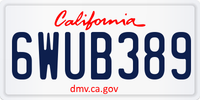 CA license plate 6WUB389