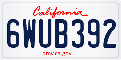 CA license plate 6WUB392