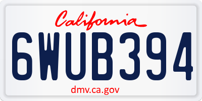 CA license plate 6WUB394
