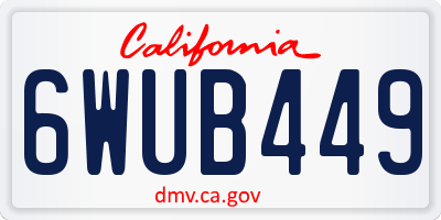 CA license plate 6WUB449