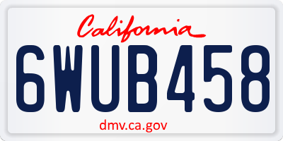 CA license plate 6WUB458