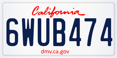 CA license plate 6WUB474