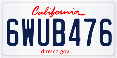 CA license plate 6WUB476