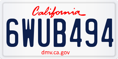 CA license plate 6WUB494