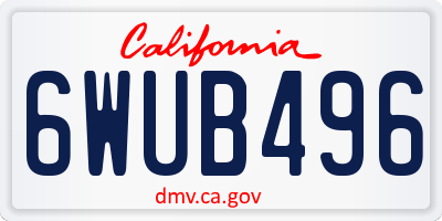 CA license plate 6WUB496
