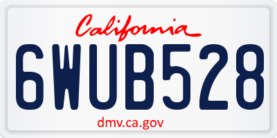 CA license plate 6WUB528