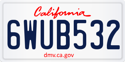 CA license plate 6WUB532