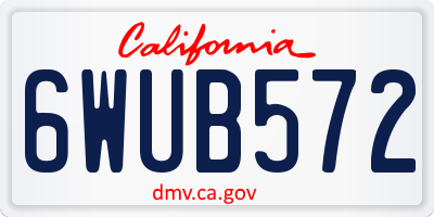 CA license plate 6WUB572