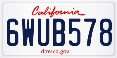 CA license plate 6WUB578