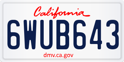 CA license plate 6WUB643