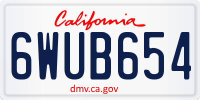 CA license plate 6WUB654