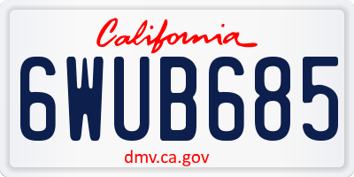 CA license plate 6WUB685