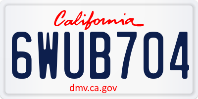 CA license plate 6WUB704