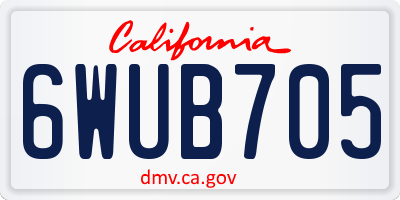 CA license plate 6WUB705