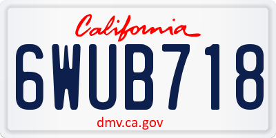 CA license plate 6WUB718