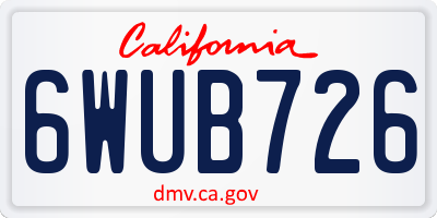 CA license plate 6WUB726