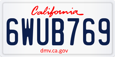 CA license plate 6WUB769