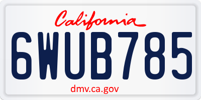 CA license plate 6WUB785