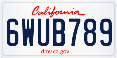 CA license plate 6WUB789