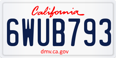 CA license plate 6WUB793