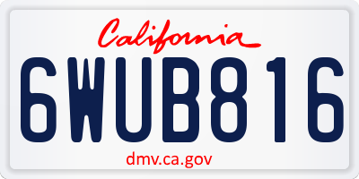CA license plate 6WUB816