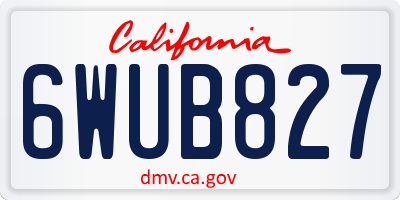 CA license plate 6WUB827