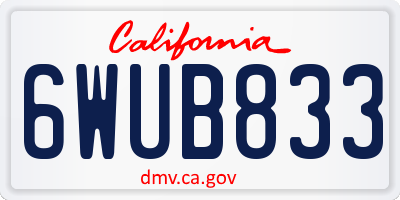CA license plate 6WUB833