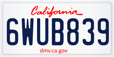 CA license plate 6WUB839