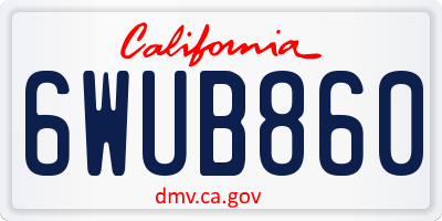 CA license plate 6WUB860