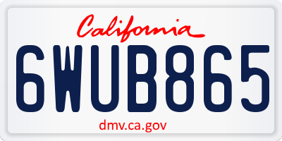 CA license plate 6WUB865