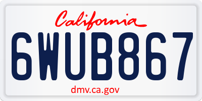 CA license plate 6WUB867
