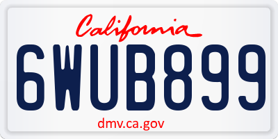 CA license plate 6WUB899