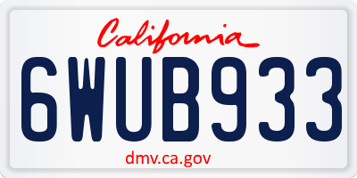 CA license plate 6WUB933