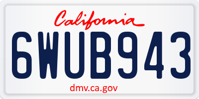 CA license plate 6WUB943