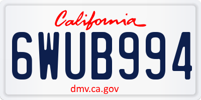 CA license plate 6WUB994