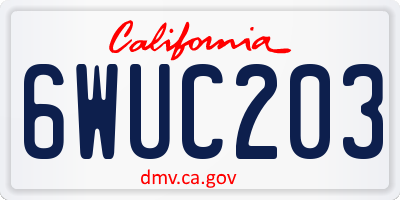 CA license plate 6WUC203