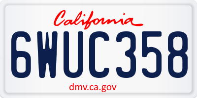 CA license plate 6WUC358