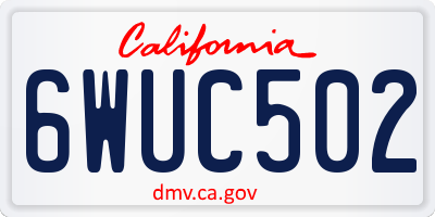 CA license plate 6WUC502