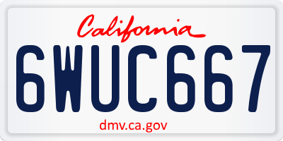 CA license plate 6WUC667