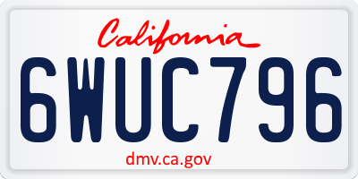 CA license plate 6WUC796