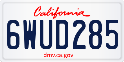 CA license plate 6WUD285