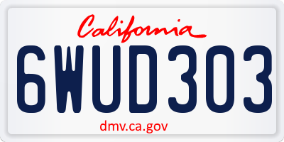 CA license plate 6WUD303