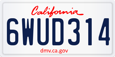 CA license plate 6WUD314