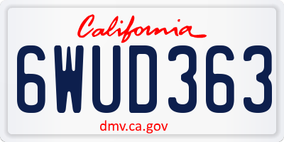 CA license plate 6WUD363