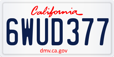 CA license plate 6WUD377