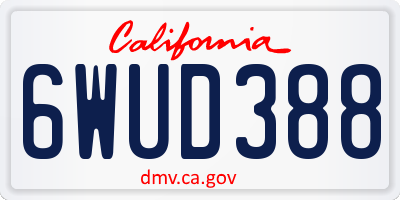 CA license plate 6WUD388